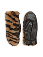 Saks Fifth Avenue Tiger-print Faux Fur-trim Gloves