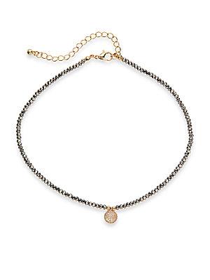 Cara Circular Charm Goldtone Crystal Necklace