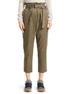 Brunello Cucinelli Belted & Cropped Stretch Cotton Twill Paperbag Pants