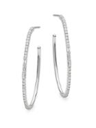 Effy 14k White Gold & White Diamond Hoop Earrings