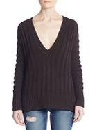 Knitz By For Love & Lemons Ashley Ribbed Knit Silk & Cotton Sweater