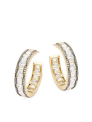 Freida Rothman Classic Cubic Zirconia And Sterling Silver Holiday Baguette Earrings