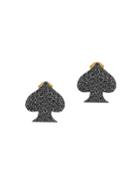Gabi Rielle 22k Goldplated & Black Crystal Spade Stud Earrings