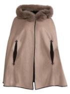 Wolfie Furs Made For Generation Fox Fur-trimmed Hooded Cashmere & Wool Cape