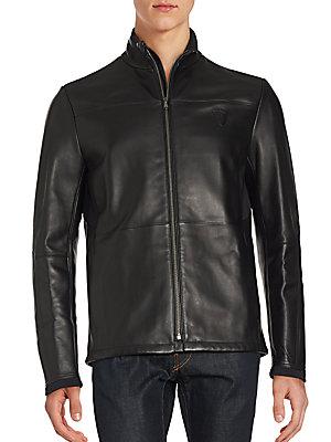Puma Long Sleeve Mockneck Leather Jacket