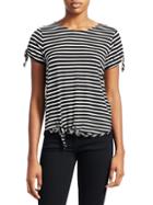 Majestic Filatures Soft Touch Striped Tie-front Tee