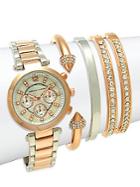 Adrienne Vittadini Two-tone Stainless Steel Bracelet Watch Set