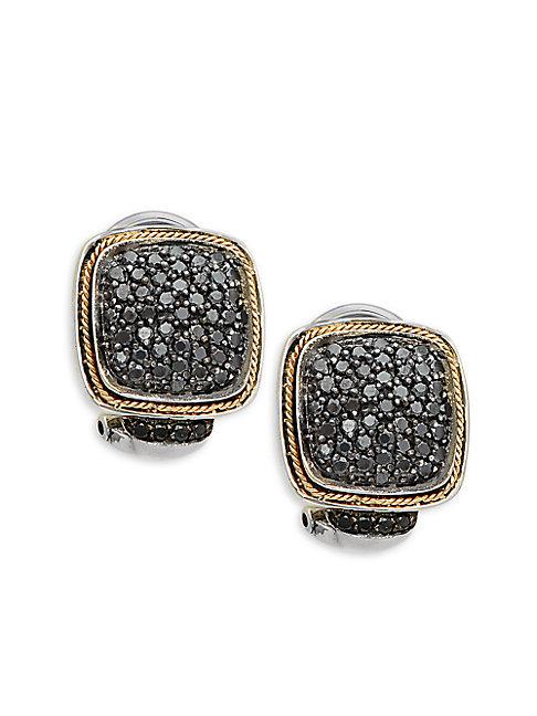 Effy 18k Yellow Gold & Sterling Silver Black Diamond Earrings