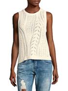Leo And Sage Boyfriend Perforated Rib-knit Top