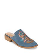 Seychelles Surprised Embroidered Suede Mules