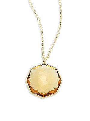 Ippolita Rock Candy Yellow Citrine & 18k Yellow Gold Octagon Pendant Chain Necklace