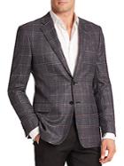 Giorgio Armani Windowpane Silk & Wool Sportcoat