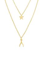 Sterling Forever 14k Gold Vermeil Sterling Silver Star & Wishbone 2-piece Necklace Set