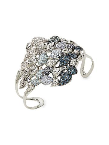 Alexis Bittar White Rhodium-plated Multi-color Crystal Cuff Bracelet