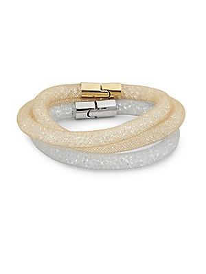 Swarovski Set Of Two Crystal And Stainless Steel Bracelet