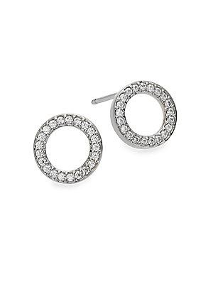 Adriana Orsini Pav&eacute; Circle Stud Earrings/silvertone