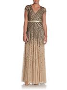 Adrianna Papell Embroidered Chiffon Gown