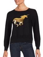 Wildfox Long Sleeve Unicorn Graphic Sweatshirt