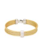 Alor 14k White Gold Stainless Steel & White Topaz Rope Bangle Bracelet