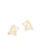 Saks Fifth Avenue Made In Italy 14k Yellow Gold 'a' Initial Earrings