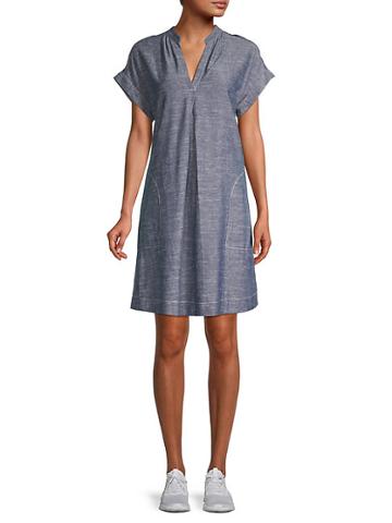 Max Studio Short-sleeve Linen-blend Dress