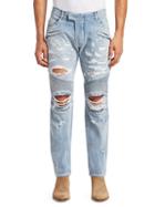 Balmain Distressed Ribbed Biker Jeans