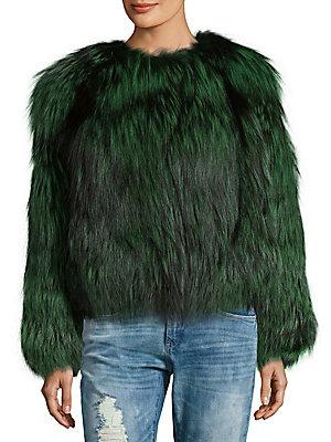Karl Lagerfeld Paris Fuzzy Fox Fur Coat