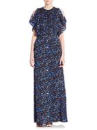 Yigal Azrouel Printed Cold-shoulder Gown