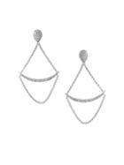 Effy Geo Diamond And 14k White Gold Chain Drop Earrings