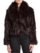 Adrienne Landau Fox & Rabbit Fur Chubby Coat