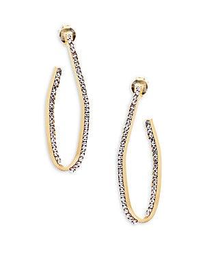 Saks Fifth Avenue Swarovski Crystal & 14k Yellow Gold Hoop Earrings