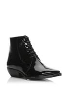 Saint Laurent Theo Patent Leather Lace-up Booties