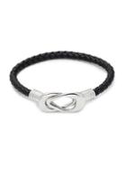 Jean Claude Stainless Steel & Braided Leather Clasp Bracelet