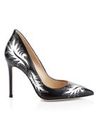 Gianvito Rossi Ellipsis High-back Studded Leaf Leather Pumps