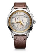 Victorinox Swiss Army Stainless Steel Chronograph Leather Strap Watch
