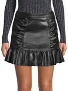 Parker Alexandra Leather Ruched Skirt