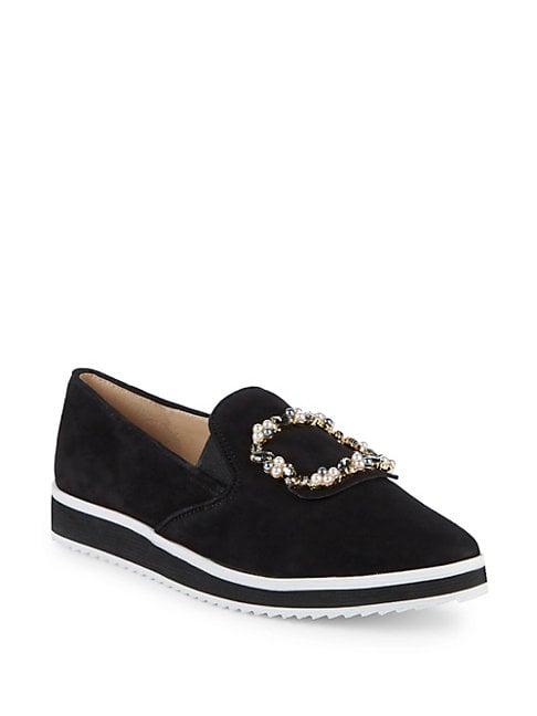Karl Lagerfeld Paris Embellished Leather Loafers