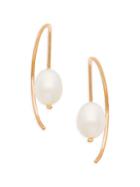 Saks Fifth Avenue 14k Rose Gold & 8mm White Round Freshwater Pearl Curved Threader Earrings
