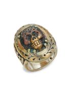 King Baby Studio Goldtone Sterling Silver Oval Skull Ring