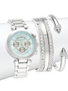 Adrienne Vittadini Adrienne Vittad Silvertone Watch And Bracelet Set