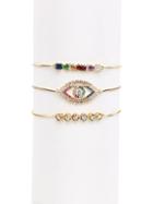 Eye Candy La Luxe 18k Goldplated & Rainbow Crystal Adjustable Bracelets