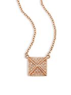 Ef Collection 14k Rose Gold & Diamond Pyramid Pendant Necklace