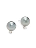 Tara Pearls 9-10mm Tahitian Pearl & Diamond Stud Earrings