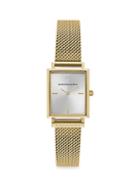Bcbgmaxazria Classic Rectangular Goldtone Stainless Steel Mesh Bracelet Watch