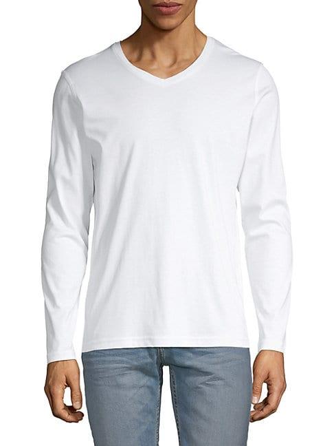 Saks Fifth Avenue Aqua V-neck Long Sleeve T-shirt