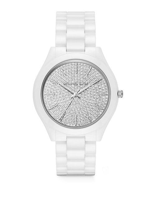 Michael Kors Slim Runway Pav&eacute; Ceramic Bracelet Watch