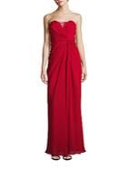 Badgley Mischka Silk Strapless Drape Gown