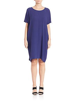 Eileen Fisher Short-sleeve Silk Dress