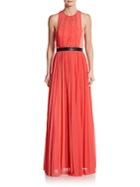 Abs Pleated Sleeveless Gown