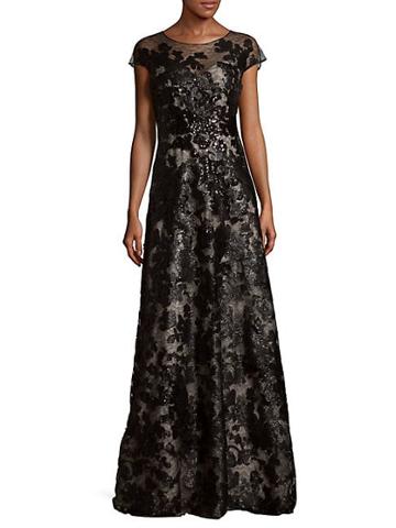 Rene Ruiz Collection Embroidered Silk Gown